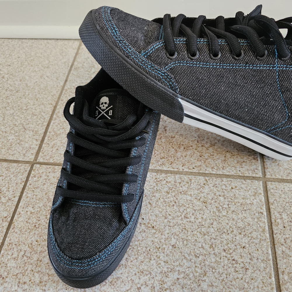 Charcoal Denim and Black Sneakers